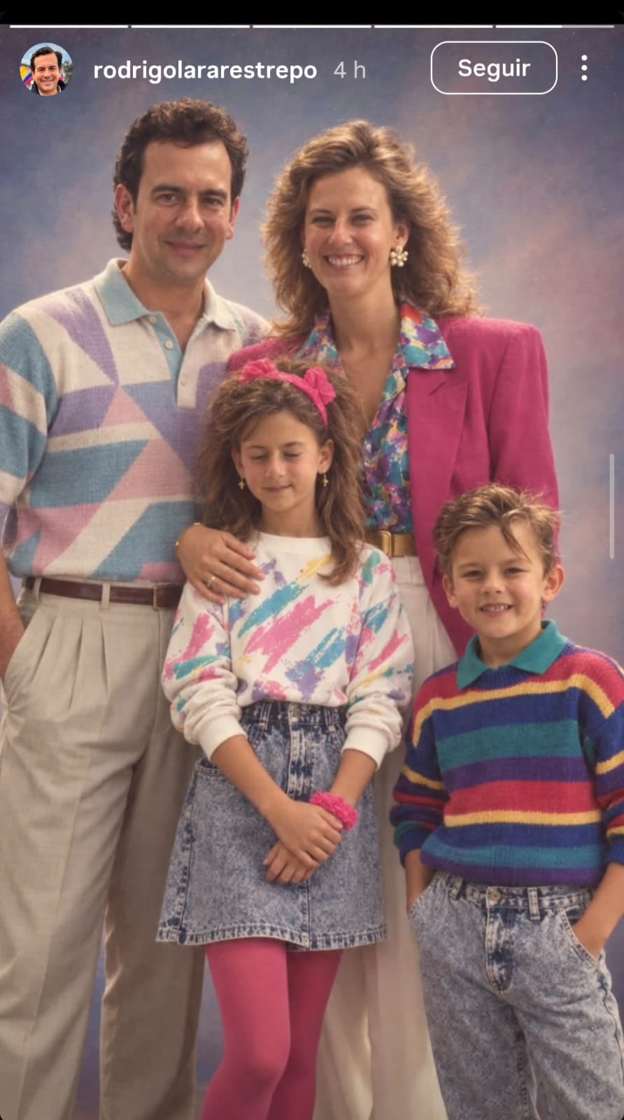 La imagen de Rodrigo Lara junto a su familia, recreada con IA.
