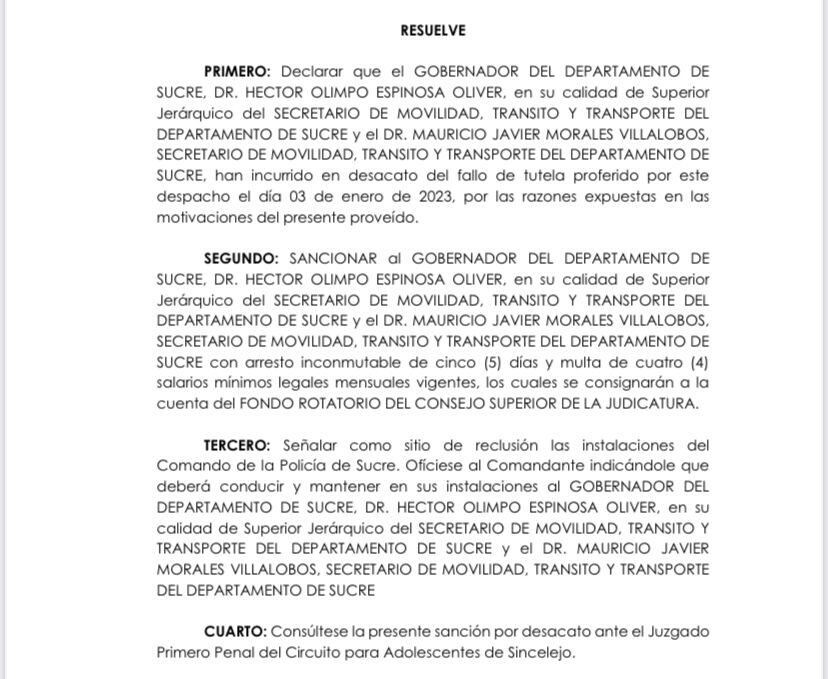 Fallo emitido por el Juzgado