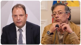 El presidente de Asocapitales, Andrés Santamaría Garrido, y el ex jefe de Estado, Gustavo Petro.