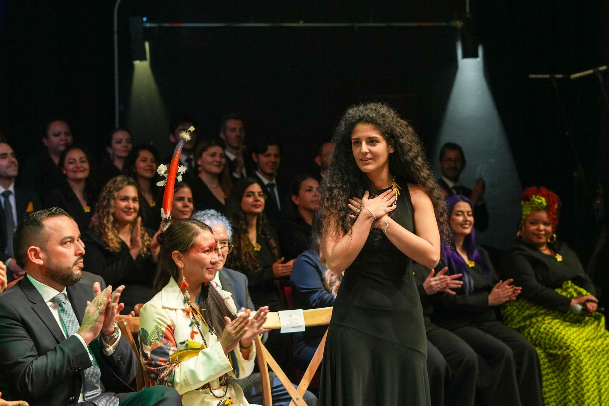 Febrero 27 de 2025. Presentación del nuevo gabinete del Presidente Gustavo Petro en el teatro Delia Zapata. En la foto Yannai Kadamani Fonrodona, Ministra de Cultura