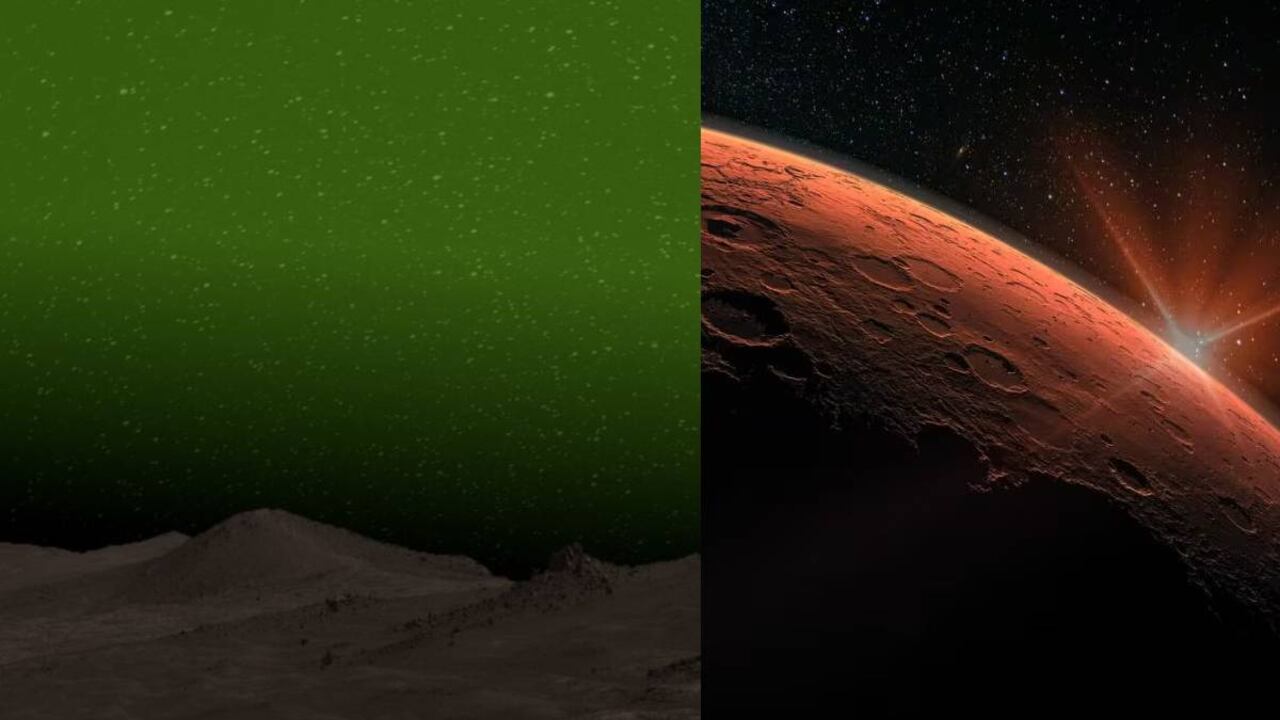 Científicos captan un resplnador verde en el cielo de Marte.