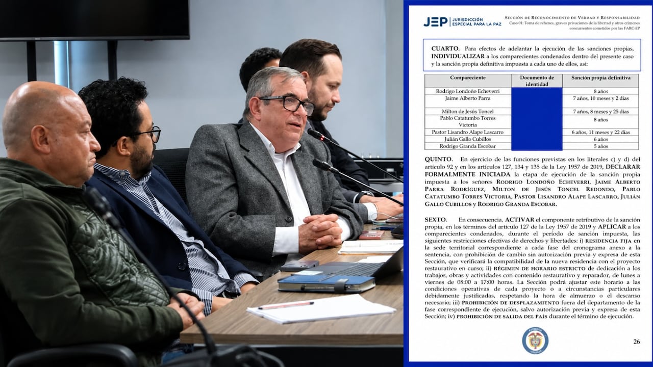 La JEP formalizó la primera sanción propia en contra de los excomandantes de las Farc.