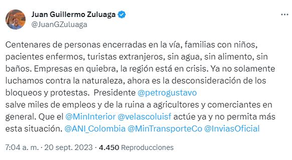 Trino del gobernador del Meta, Juan Guillermo Zuluaga.
