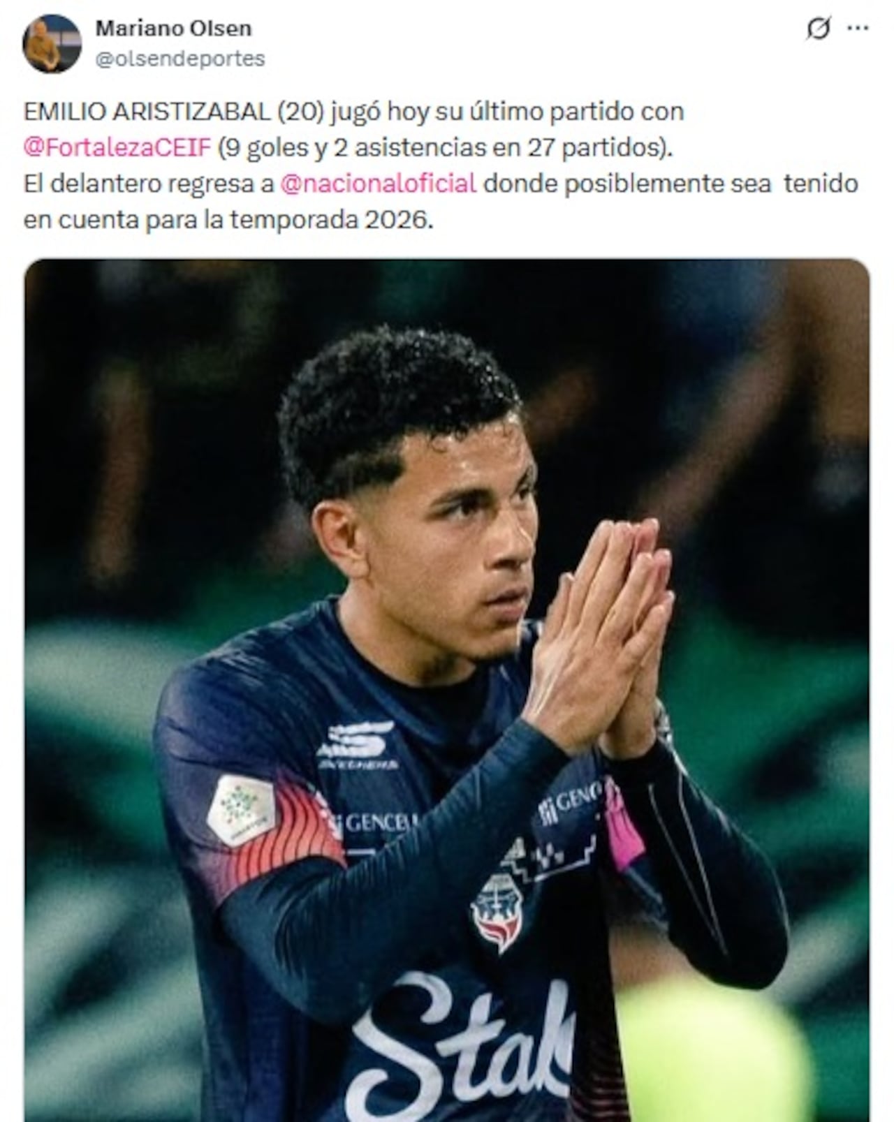 Pantallazo X: @olsendeportes