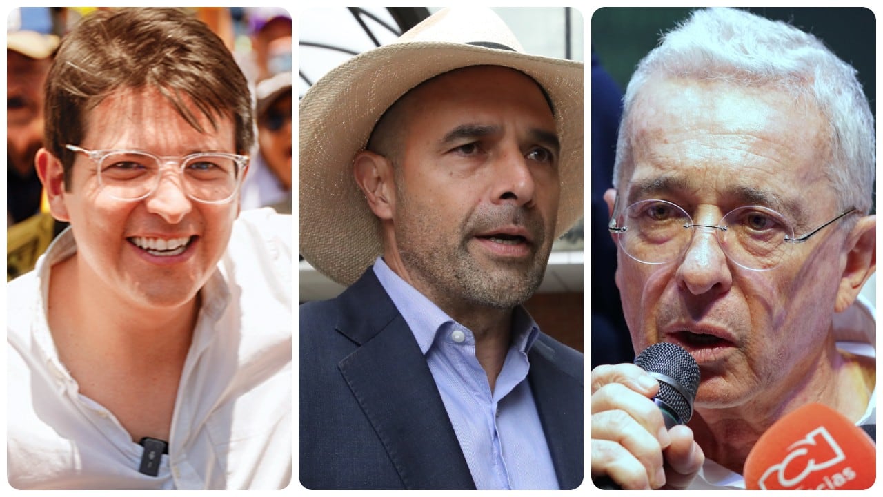 Miguel Uribe, Andrés Guerra y Álvaro Uribe Vélez.