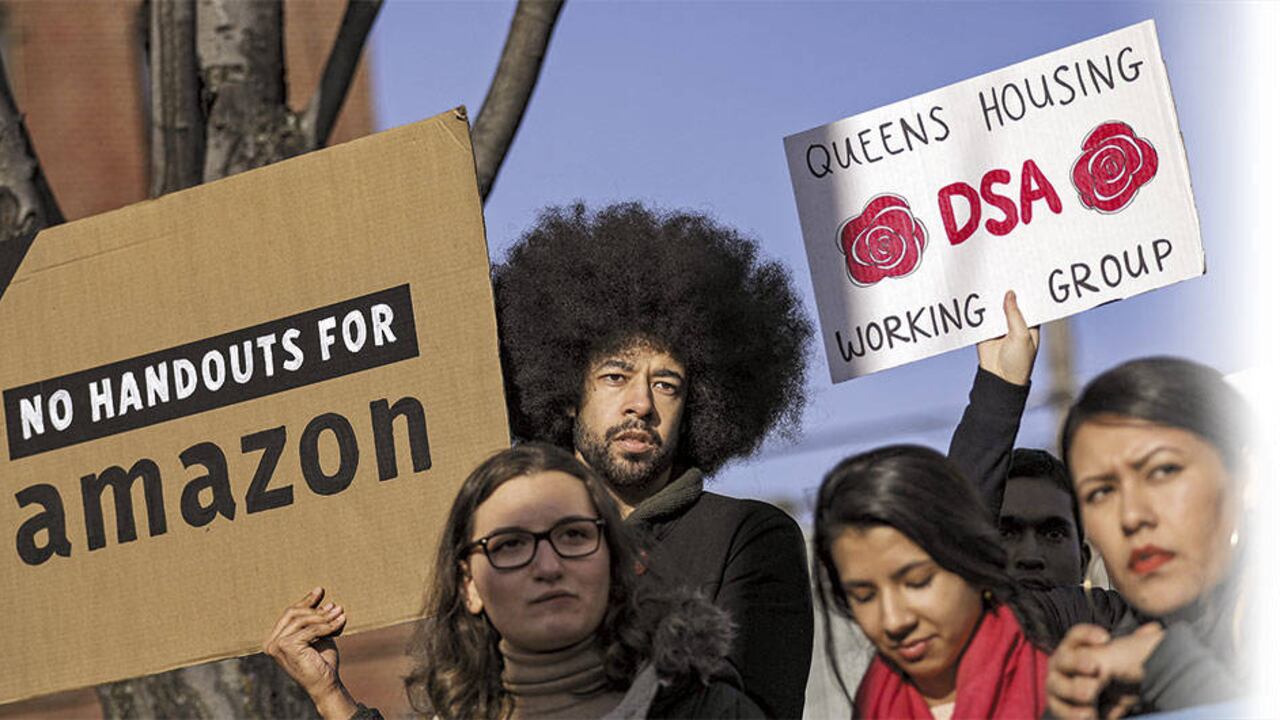 Los activistas de Queens se opusieron a la llegada de las oficinas de Amazon a Nueva York.