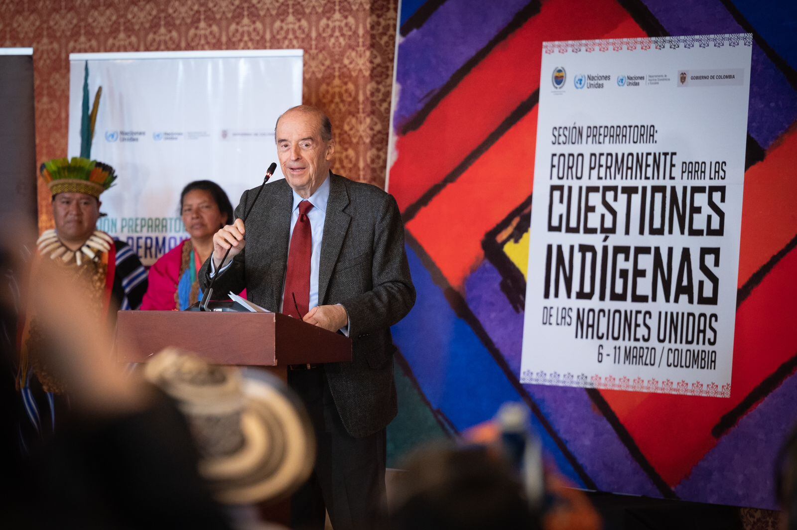 Canciller Álvaro Leyva durante la jornada inaugural de la sesiones preparatorias.