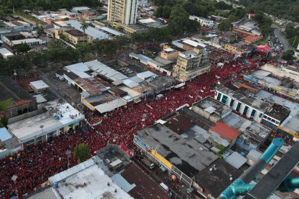 El presidente venezolano, Hugo Chávez, en la ciudad de Maturín, Estado Monagas venezuela.