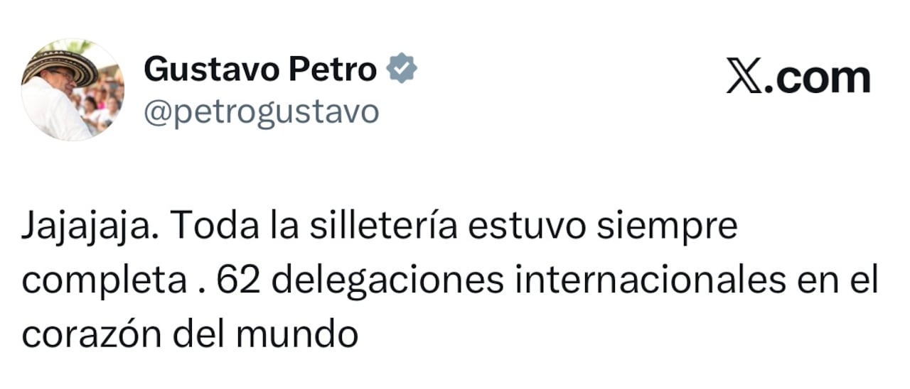 Post de Gustavo Petro en su cuenta personal de X