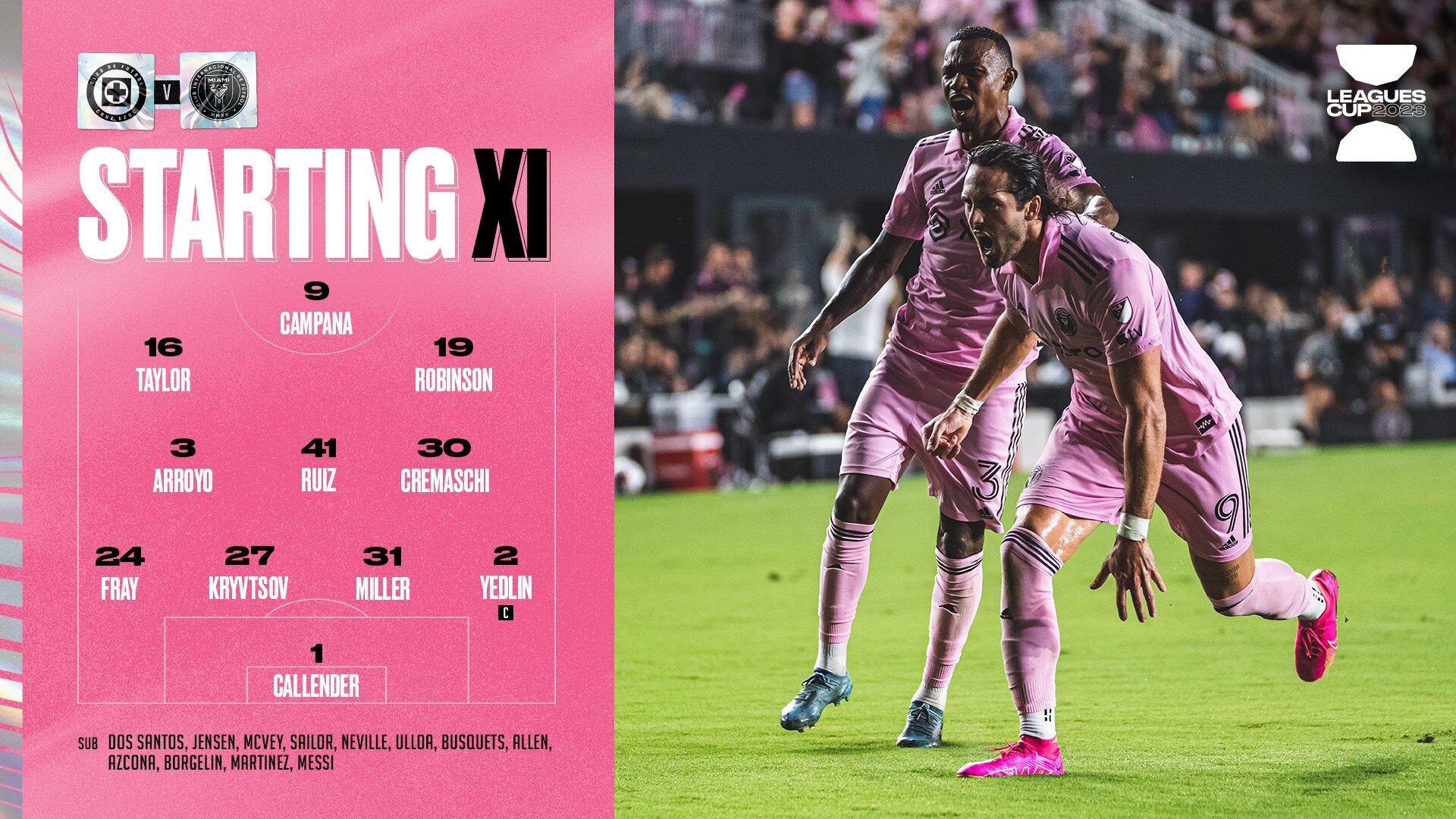 Once inicial de Inter de Miami ante Cruz Azul.