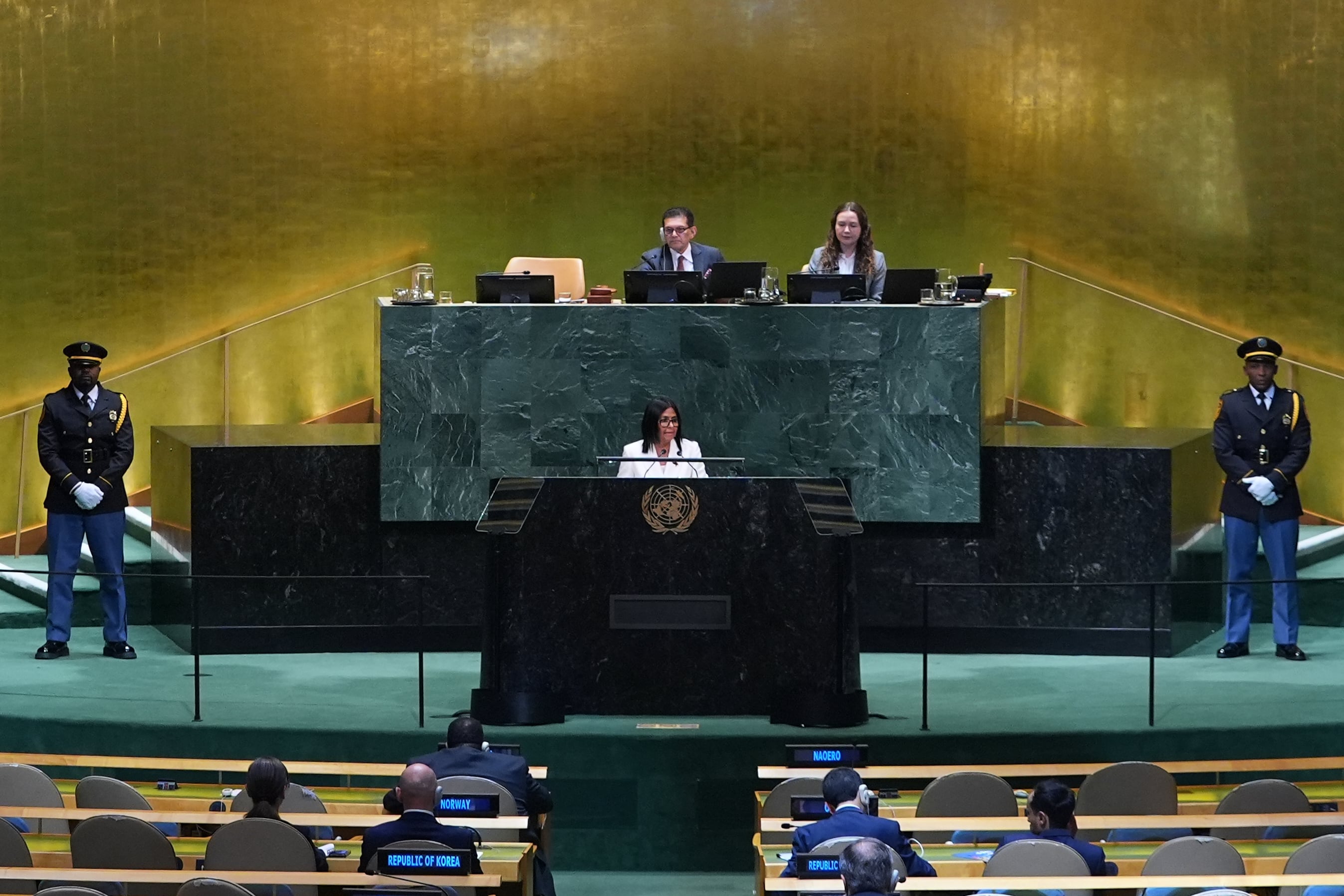 Delcy Rodríguez ante la Asamblea General de la ONU.