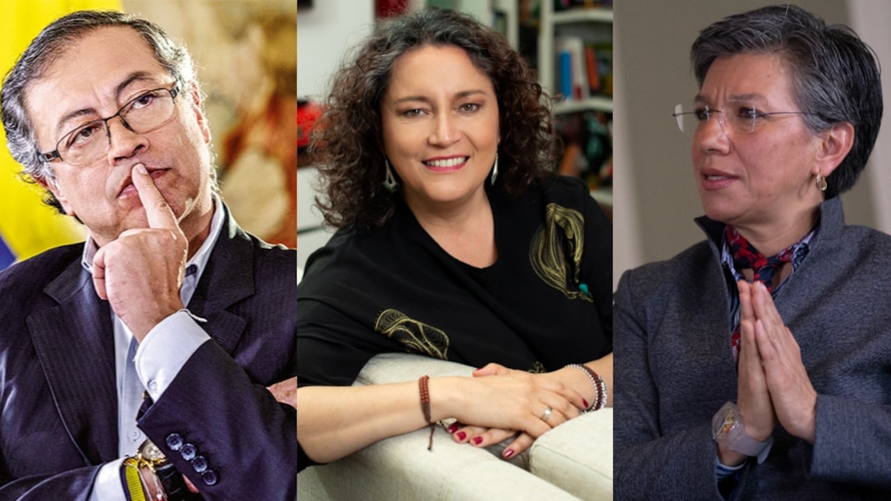 De izquierda a derecha: el presidente Gustavo Petro, la senadora Angélica Lozano, y la alcaldesa Claudia López.