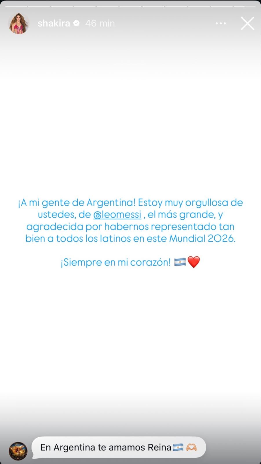 Shakira habló de Messi y envió mensaje a Argentina.