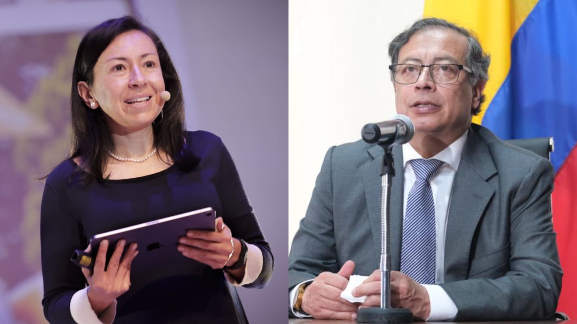 Raquel Bernal, rectora de la Universidad de los Andes, y el presidente Gustavo Petro.