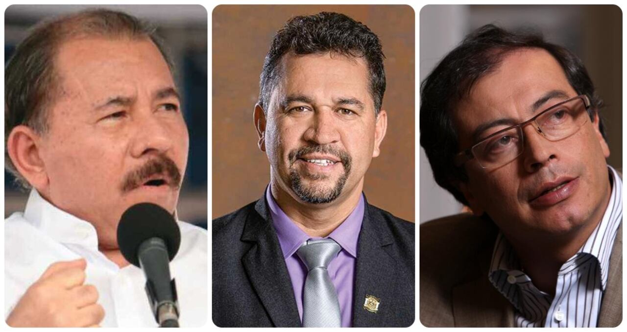 Daniel Ortega, León Fredy Muñoz y Gustavo Petro