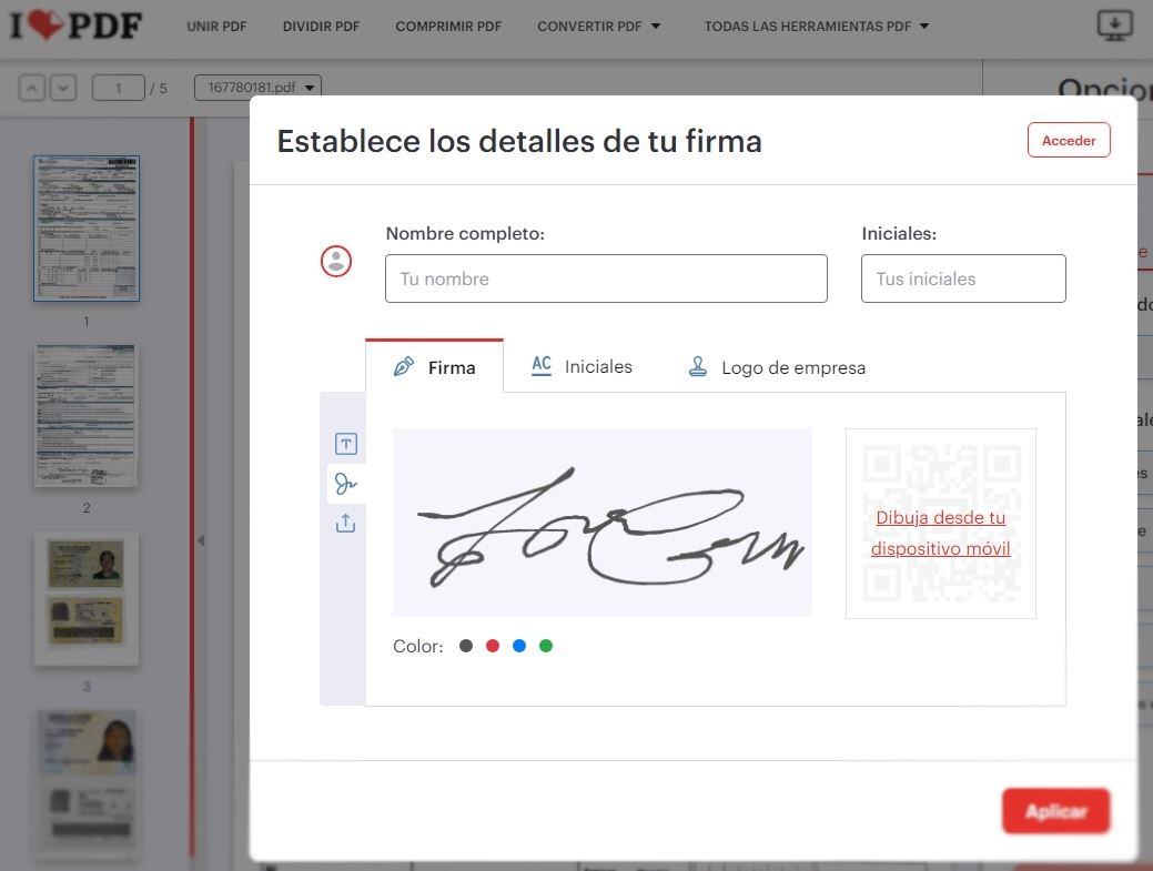 En línea también hay varias aplicaciones que se pueden usar para firmar documentos. Son gratuitas y no requiere descargarlas en el celular.
