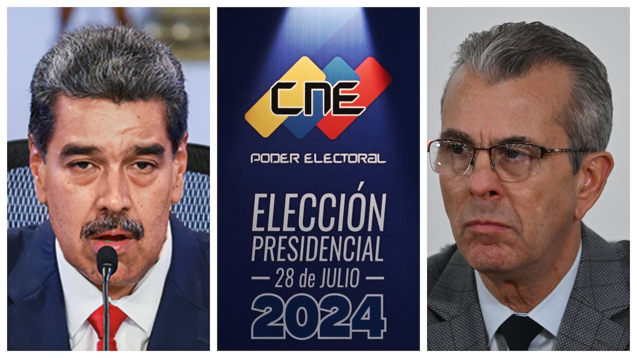 De izquierda a derecha: Nicolás Maduro, CNE de Venezula y Juan Carlos Delpino.