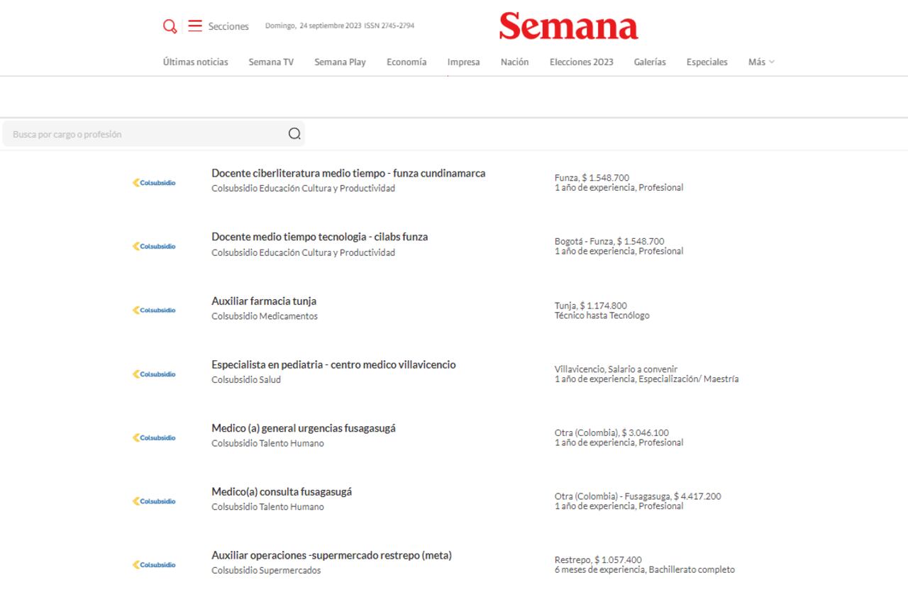 Ofertas laborales en Semana.com