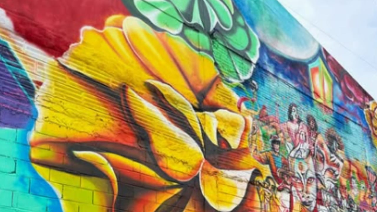 Calles y murales de Barrio Abajo en Barranquilla, un barrio que mantiene su nombre histórico pese a estar al norte de la ciudad, reflejando su relación con el río Magdalena.