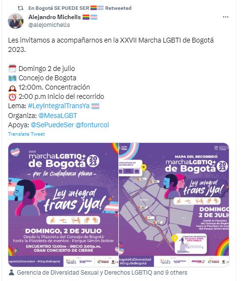 Marchas LGBTIQ+ en Bogotá.