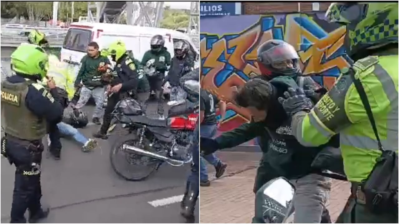 Enfrentamiento de motociclistas y la Policía en calle 80 con Av. 68.