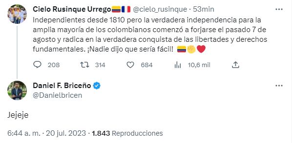 La exageración de Cielo Rusinque que hizo estallar las redes el Día de la Independencia