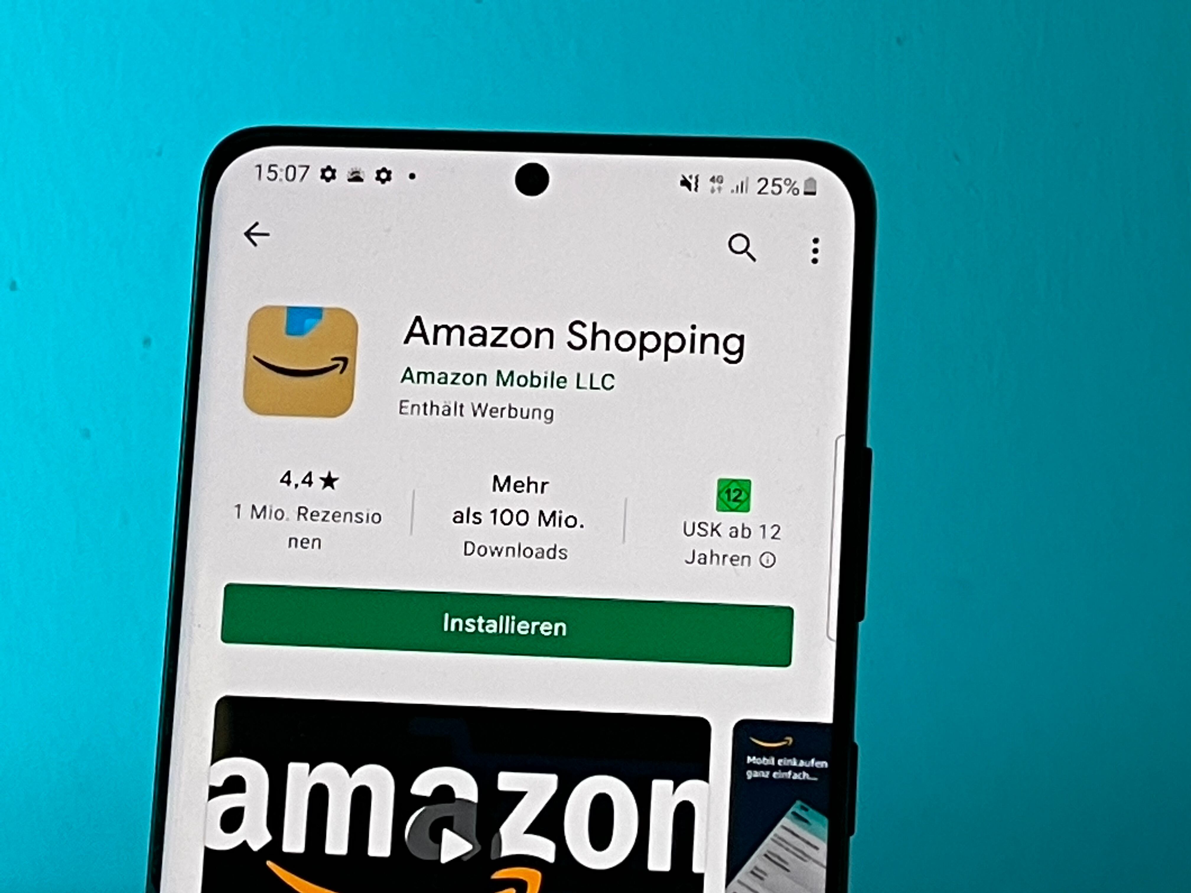 Amazon había adaptado el nuevo símbolo de su aplicación para teléfonos inteligentes