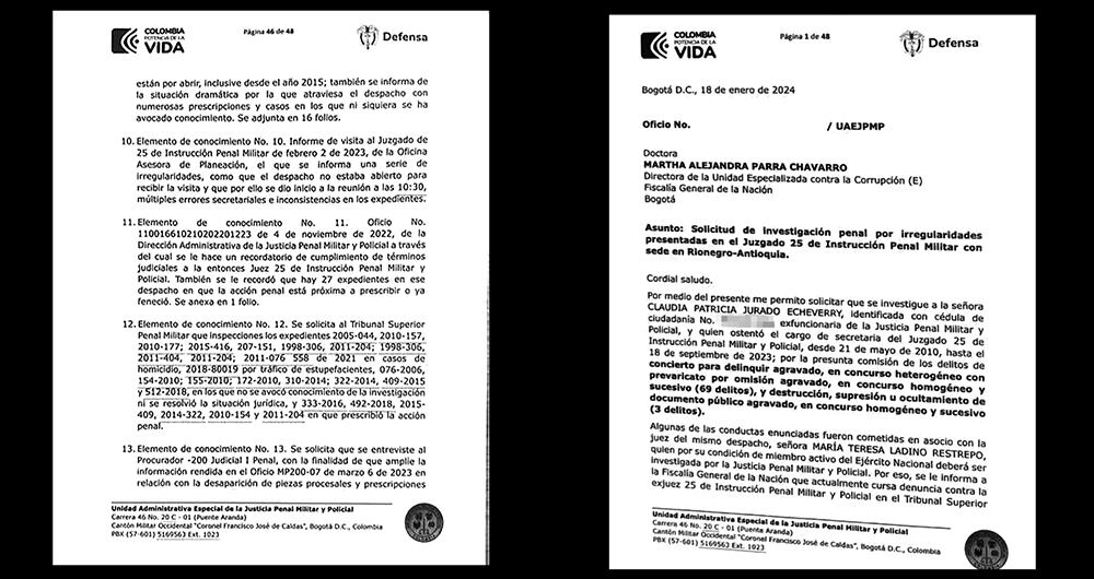 Documentos de la denuncia contra la exjueza.