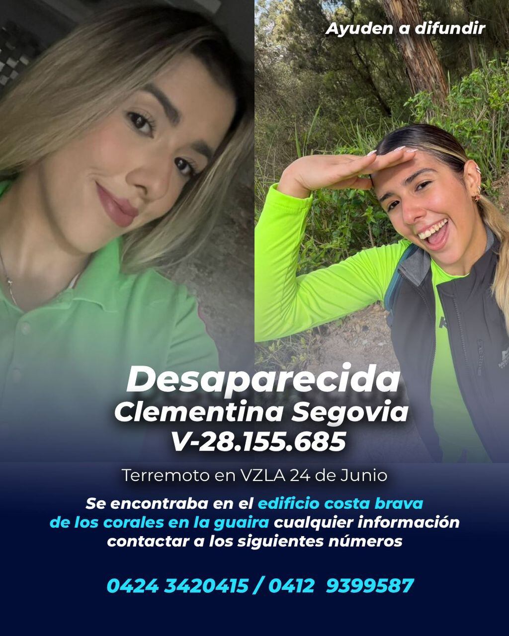 Clementina Segovia, una de las desaparecidas tras el terremoto de Venezuela