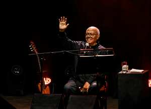 Cuban singer Pablo Milanes performs at the Ciudad Deportiva Coliseo in Havana, Cuba, on June 21, 2022. (Photo by YAMIL LAGE / AFP)