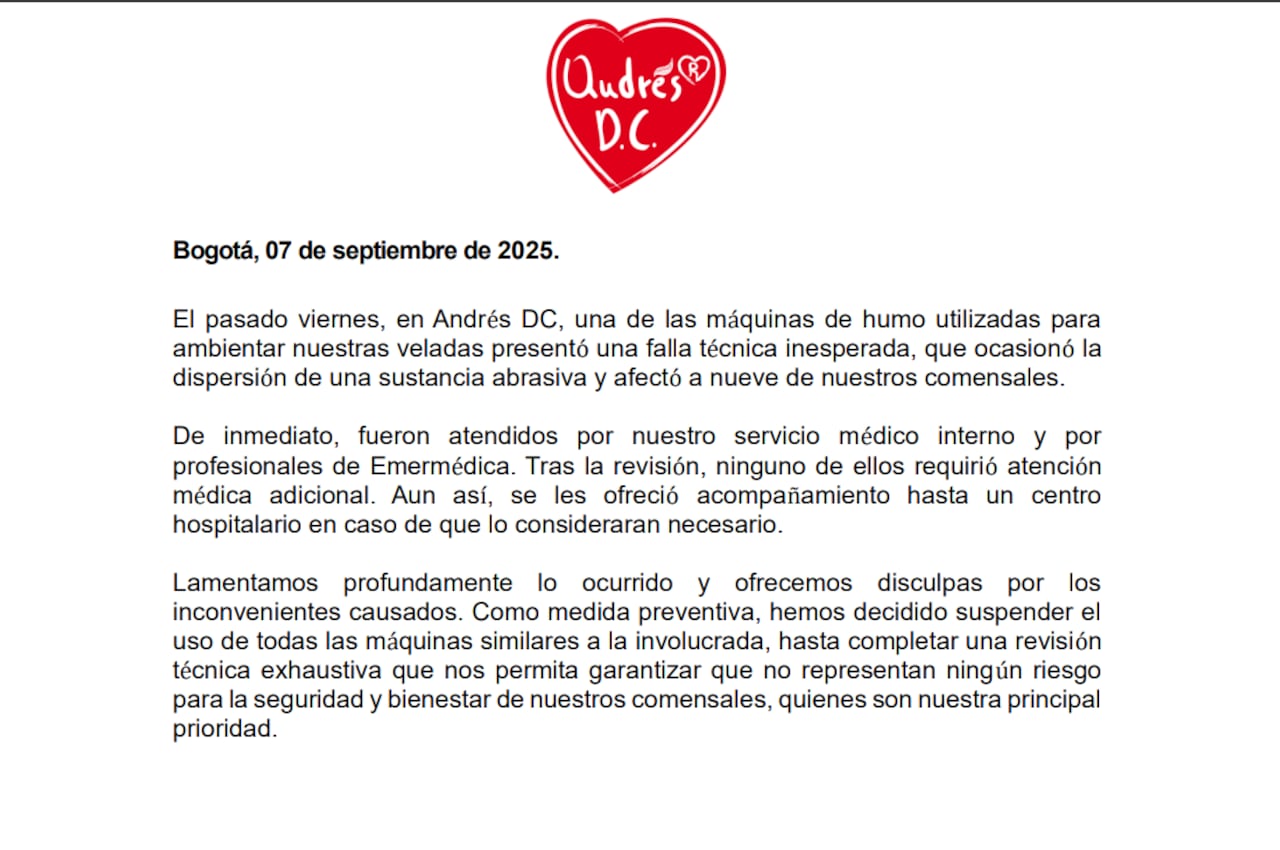 Comunicado e Andrés DC sobre denuncia de quemados.