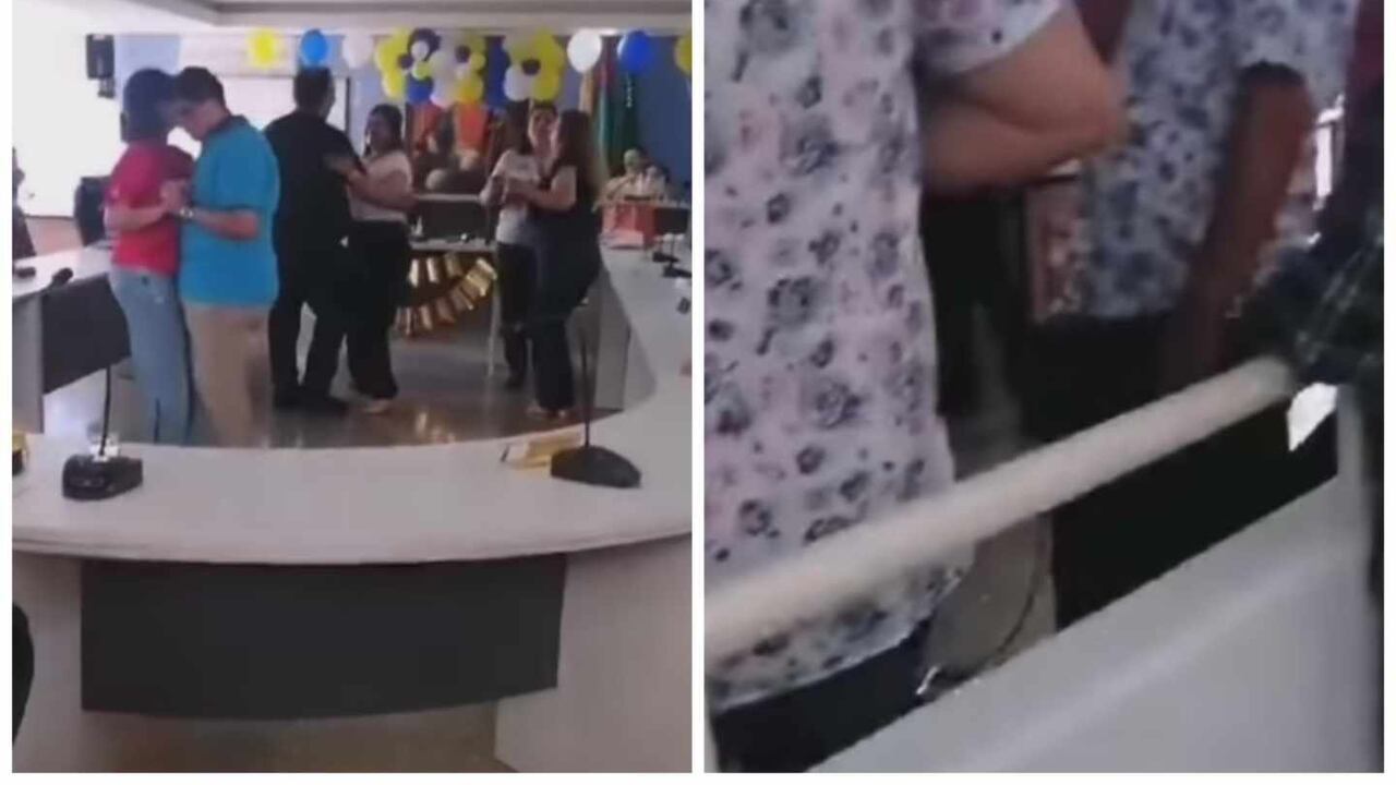 Con globos y al son de una orquesta en vivo, varias de las personas presentes en el Concejo de Bucaramanga se pusieron a bailar.