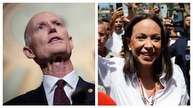 Rick Scott y María Corina Machado.