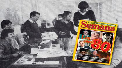 Desde la edición  número uno de la revista SEMANA han pasado los mejores periodistas del país. En esta imagen, la redacción de la revista en la calle 85, donde estuvo hasta 1990. 