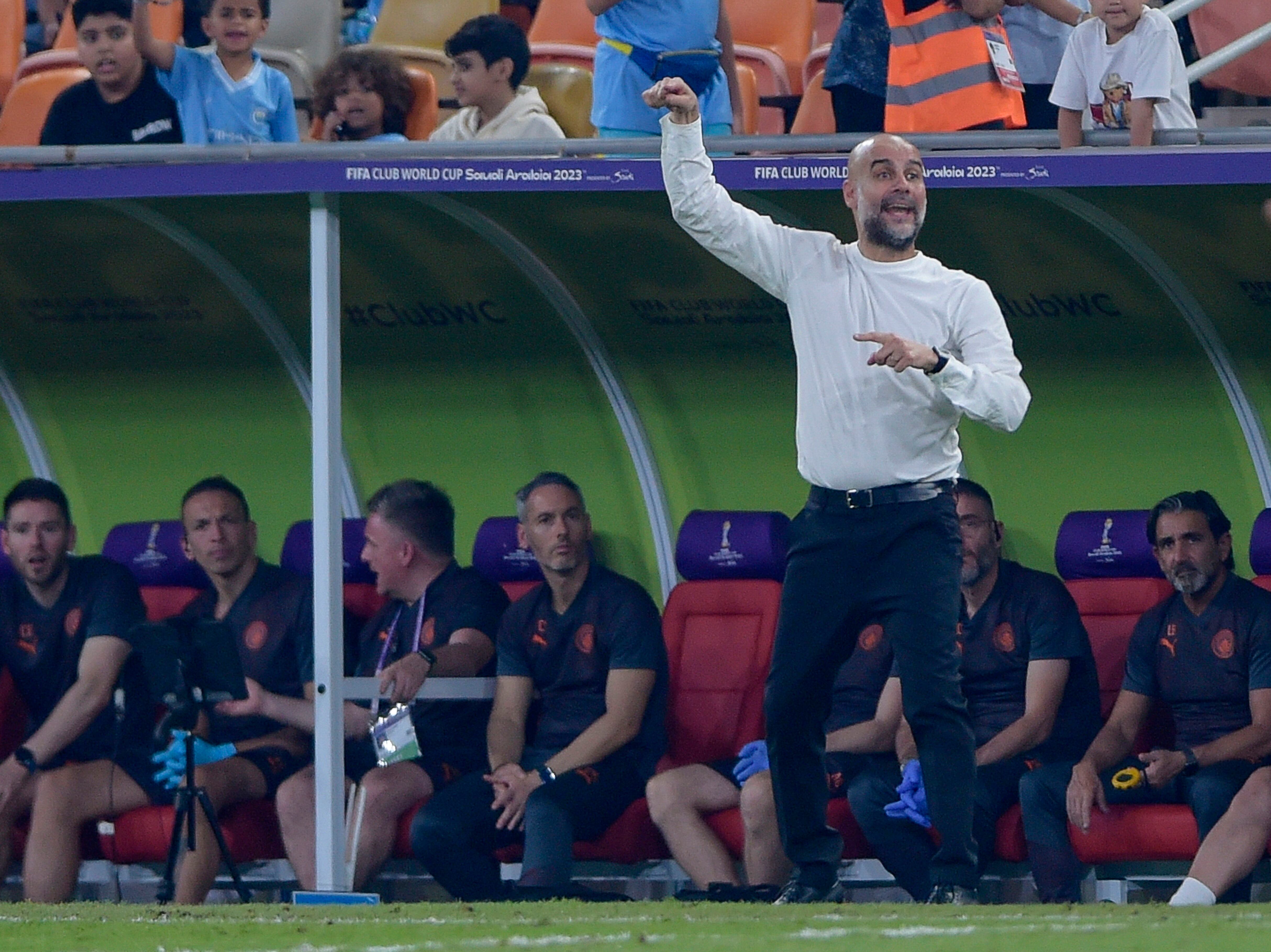 'Pep' Guardiola en el partido entre el Manchester City y el Urawa Reds