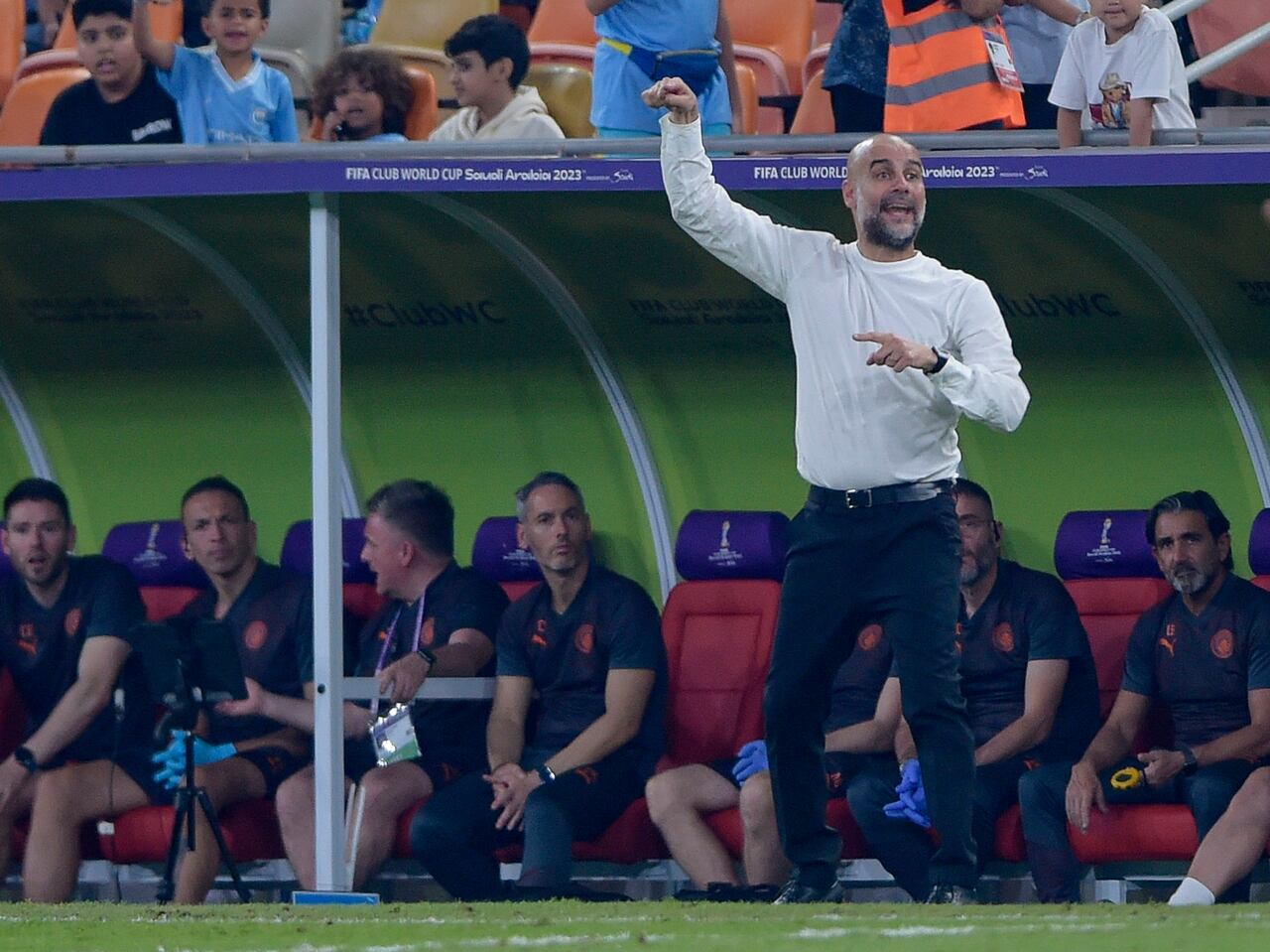 'Pep' Guardiola en el partido entre el Manchester City y el Urawa Reds