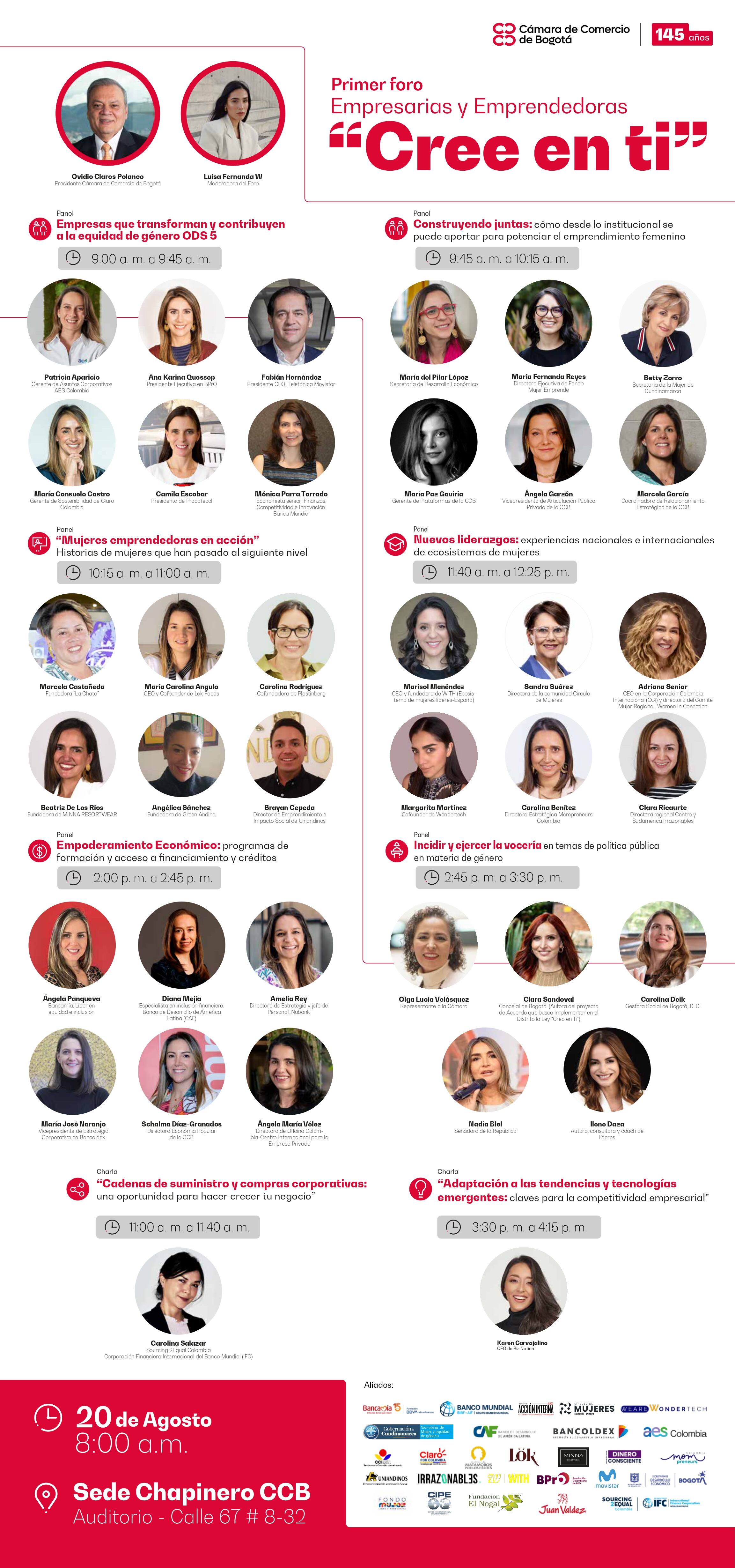 Conozca la agenda académica del Primer Foro de Empresarias y Emprendedoras "Cree en ti" de la CCB.