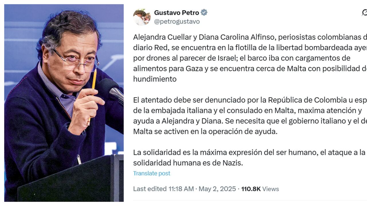 Petro sobre colombianas en barco bombardeado.