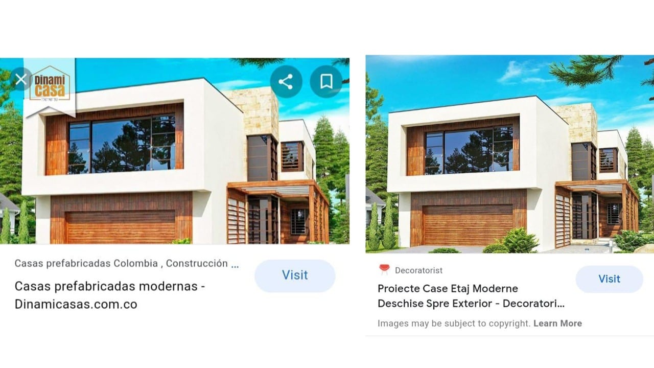 Al parecer la compañía denunciada: Dinamicasa, estaría realizando plagio en los diseños que ofrece en su página y/o redes sociales