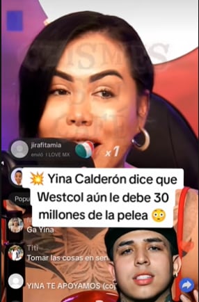 Yina Calderón confesó que Westcol le debe dinero por la pelea.