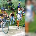 Marlon Pérez en la Clásica de Urrao del 2002, y observándolo, el joven Rigoberto Urán.