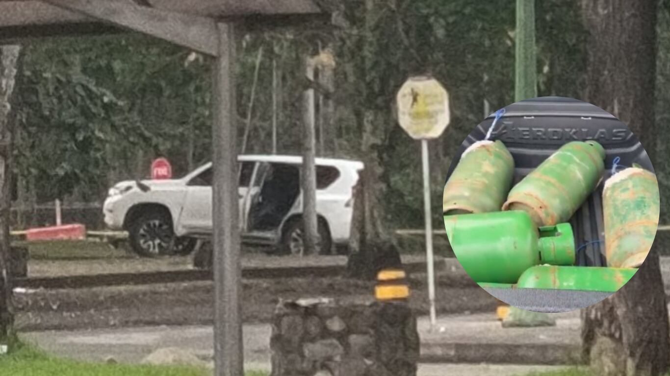 La camioneta fue estacionada en una calle del barrio Bolívar, junto al Parque Mosquera.