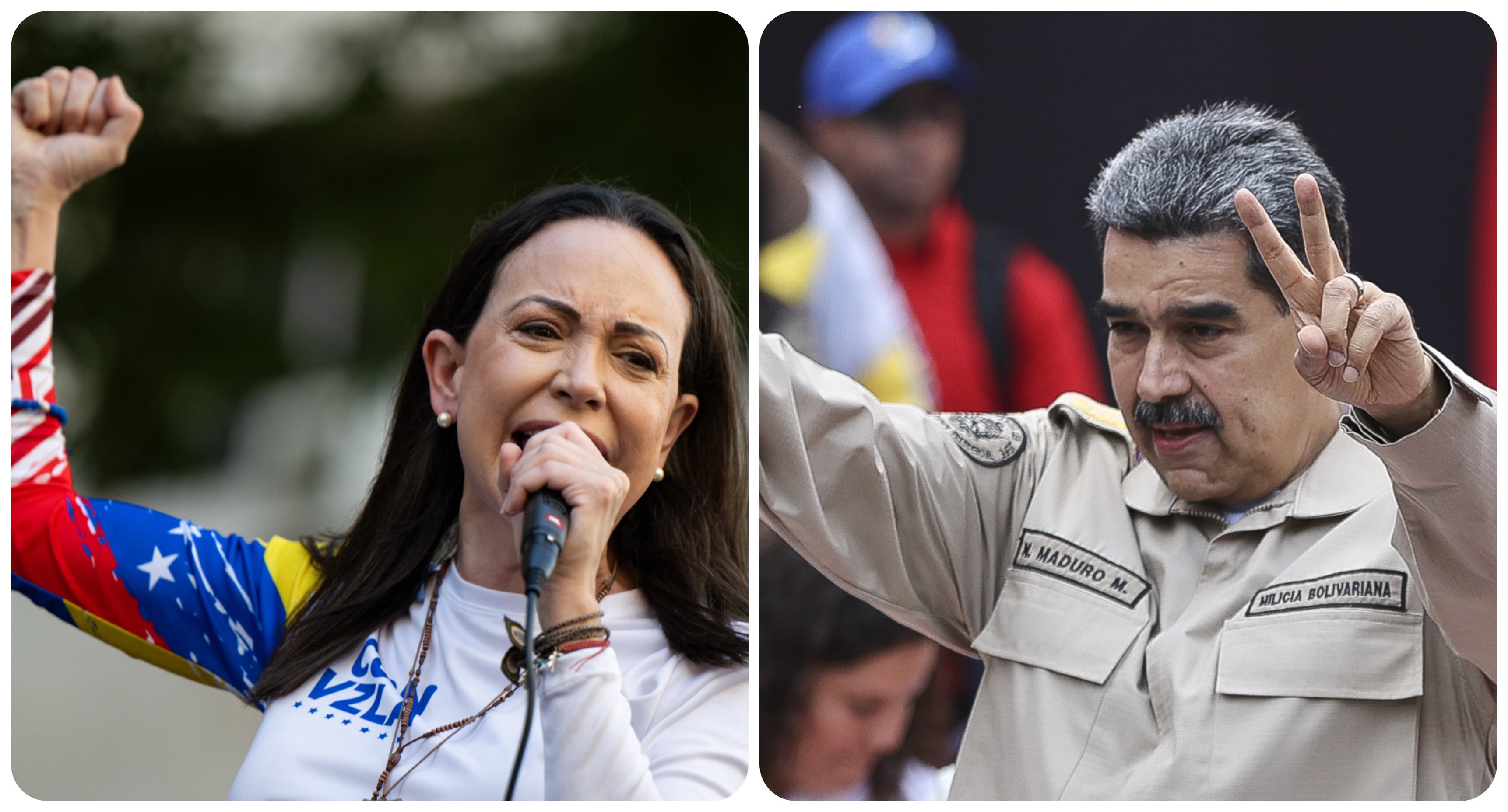 María Corina Machado y Nicolás Maduro