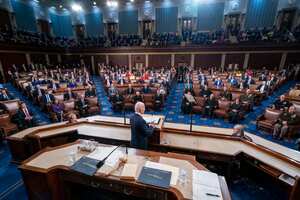 El presidente Joe Biden pronuncia su primer discurso sobre el Estado de la Unión ante una sesión conjunta del Congreso en el Capitolio, el martes 1 de marzo de 2022, en Washington. Foto AP/Shawn Thew