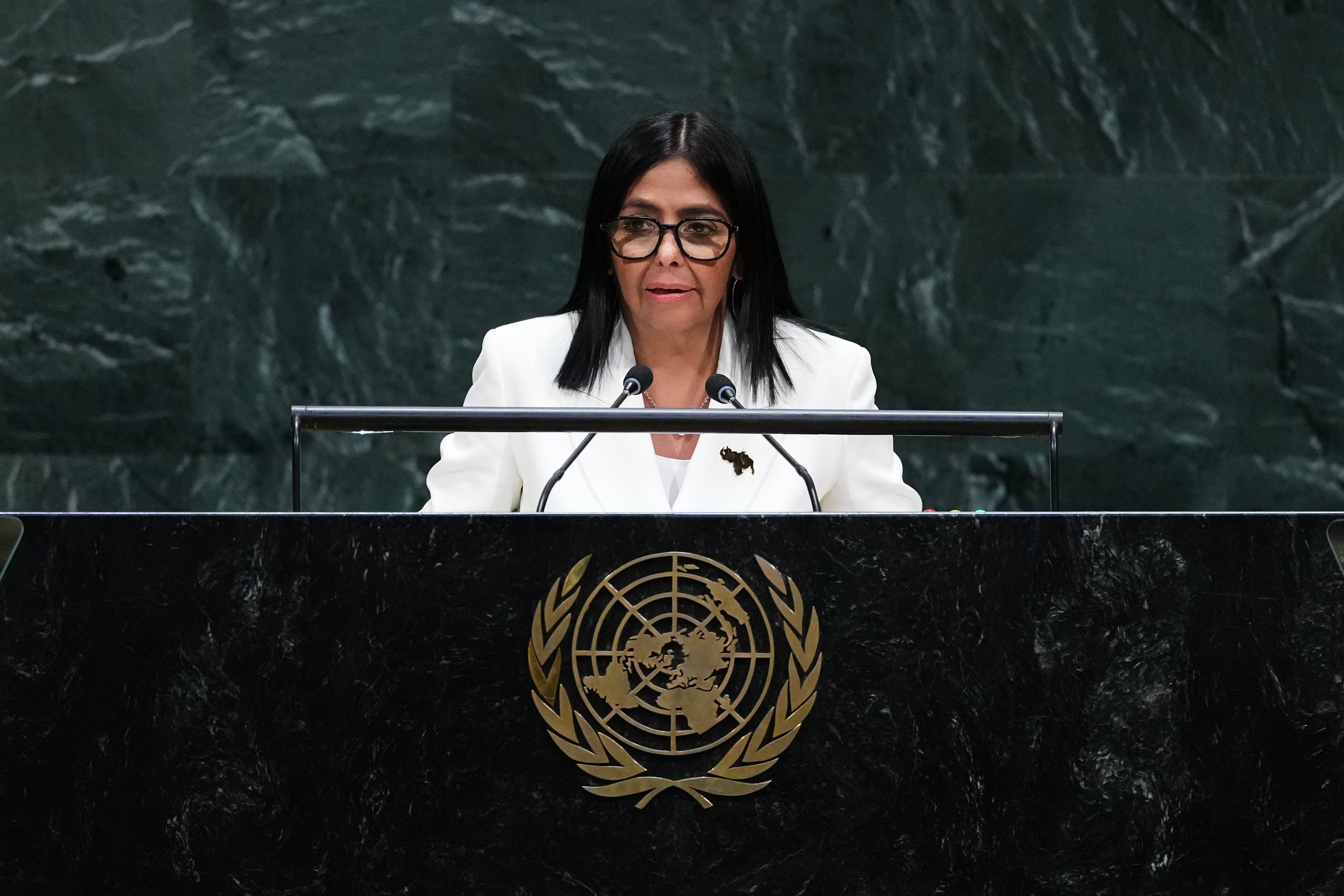 Delcy Rodríguez ante la Asamblea General de la ONU.