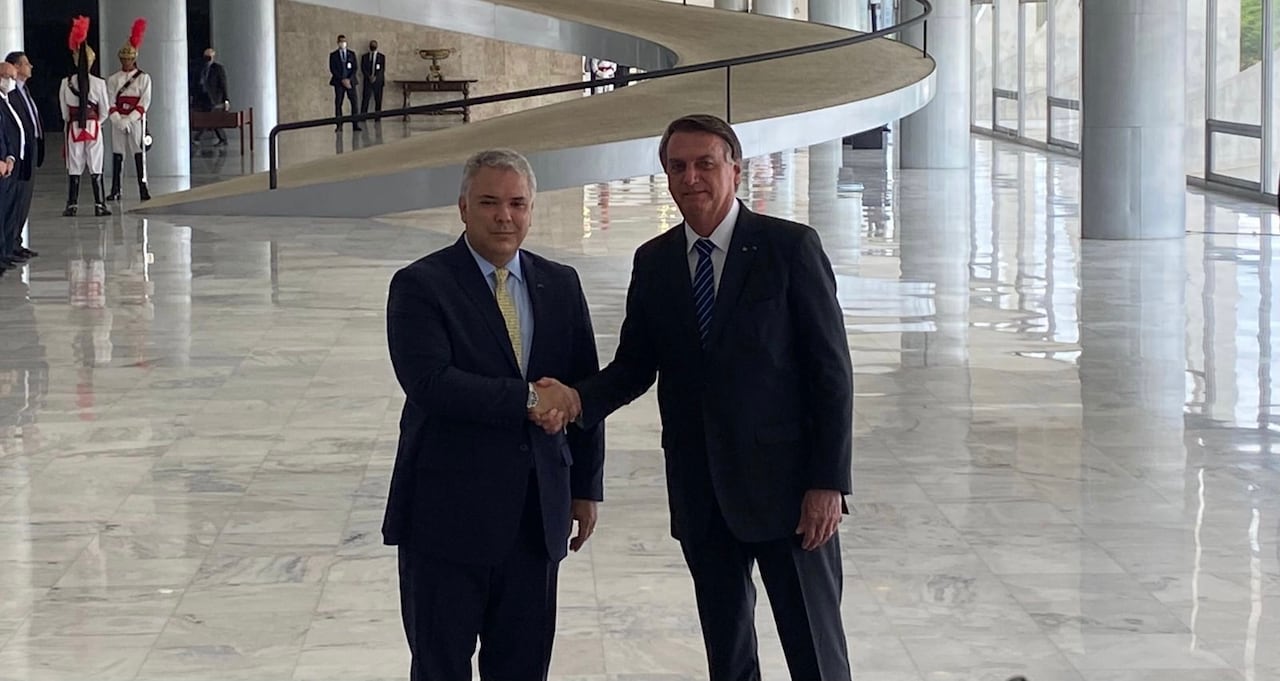 Iván Duque presidente de Colombia con el mandatario de Brasil Jair Bolsonaro