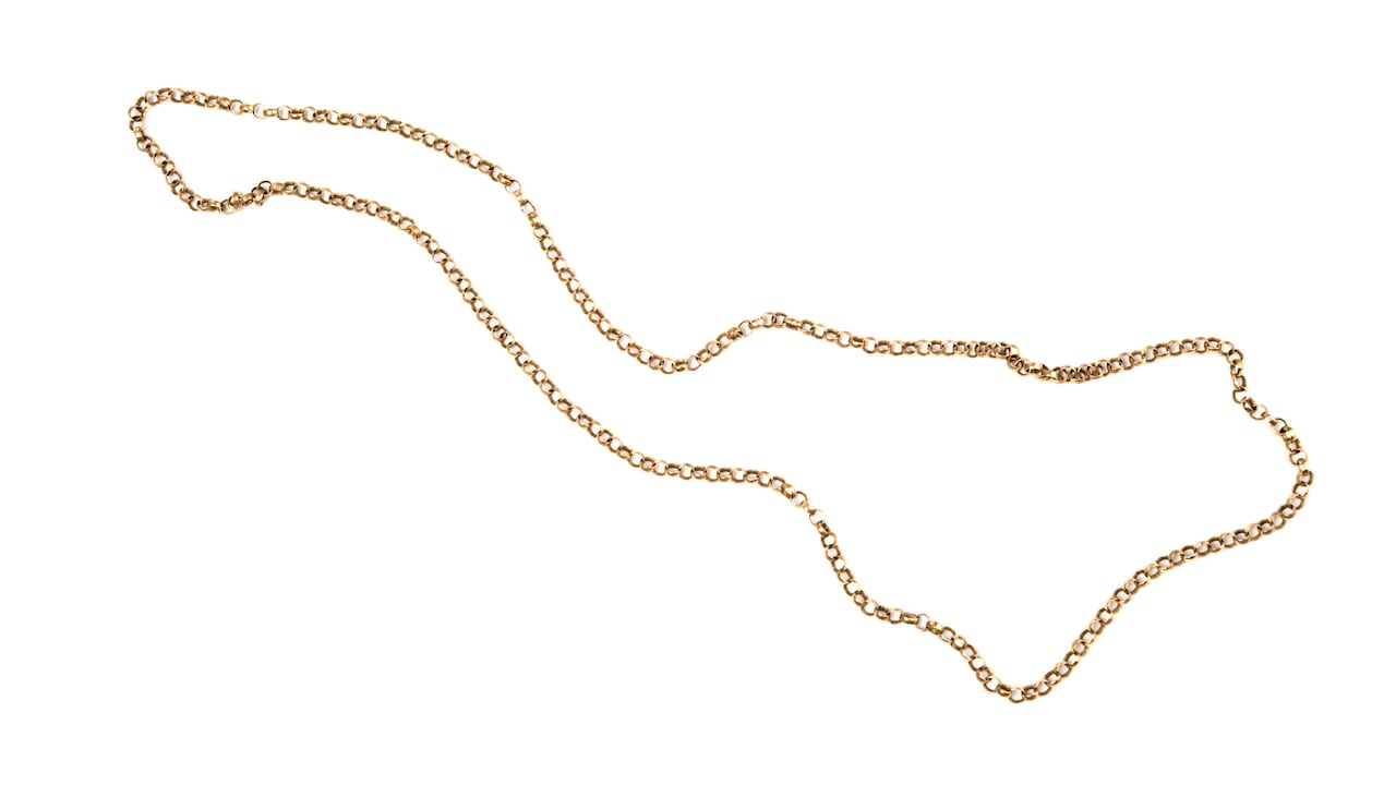 Gold chain isolated on white background.