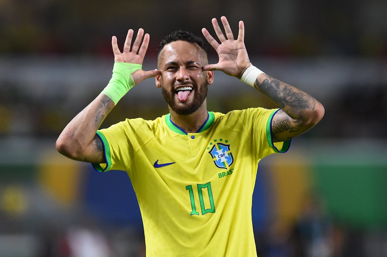 Brazil's Neymar celebrates during the 2026 World Cup qualifier match between Brazil and Bolivia at the Olympic Stadium of Para in Belem, capital of the State of Para, Brazil, on Sept. 8, 2023. (Photo by Lucio Tavora/Xinhua via Getty Images)