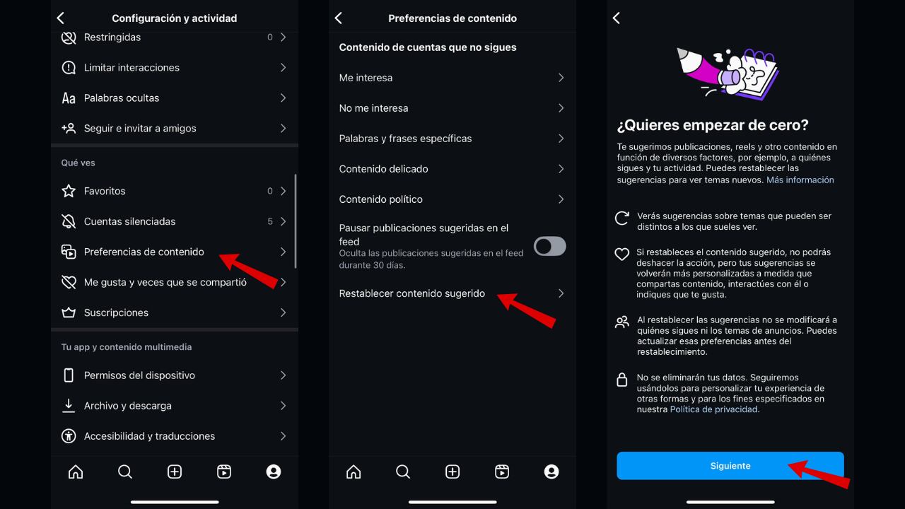 Es posible restablecer las recomendaciones personalizadas con unos pocos pasos.