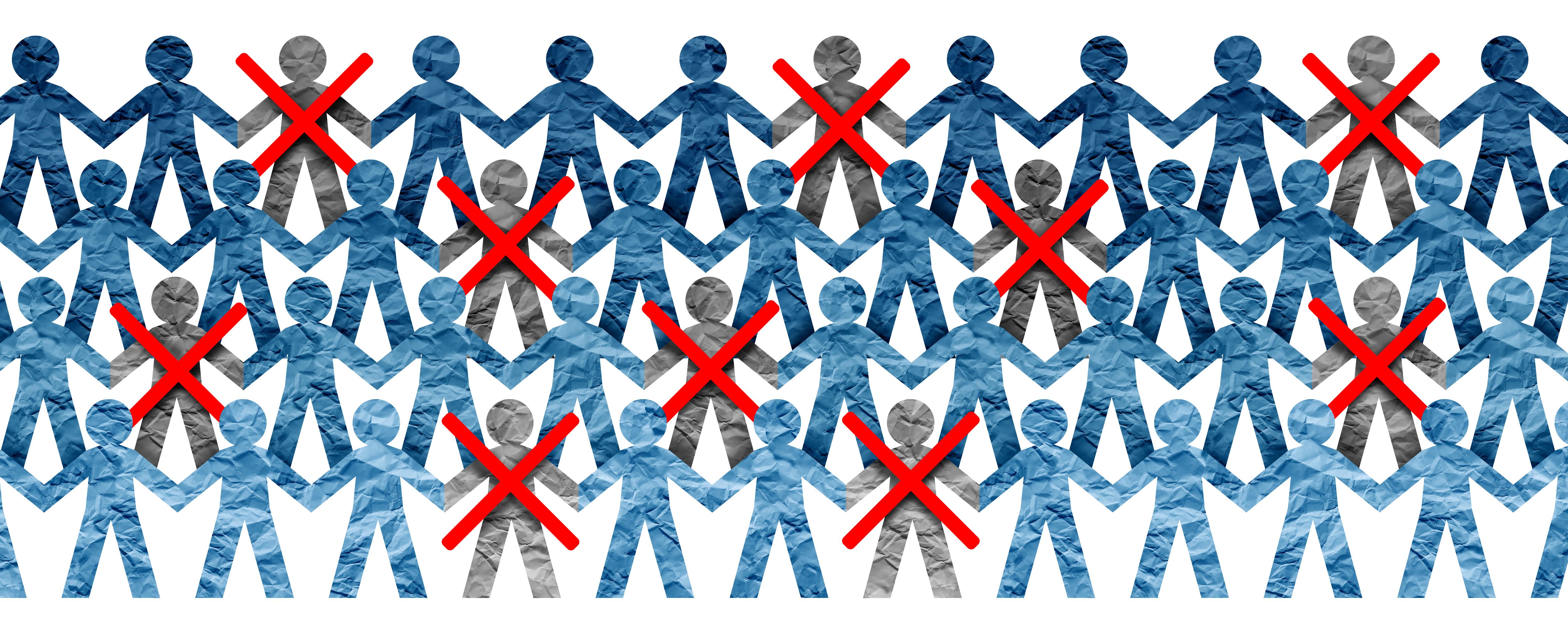 Losing your job and workers or employees out of work as a jobless rate  and economic crisis symbol in a 3D illustration style